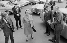 The British politician Margaret Thatcher arrives for a visit In an- Old Photo picture