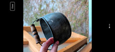 Vintage Antique Metal Pot Cauldron with Wooden Handle Cast Iron Cooking Pot picture