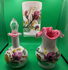 Fenton ruffled three-piece peach blow Mossrose LE Wright set picture