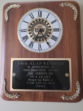 Vintage UAW Local 31 Retirement Clock Plaque- Tested Works picture