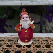 Vintage Putz Elf Ornament Spun Cotton Japan Chenille Celluloid Christmas Decor picture
