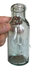 Antique Crude Embossed Skilton Foote Bunker Hill Pickles Bottle Jar 1870s BOSTON picture