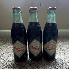 Coca-Cola Soda Theme 8.5 fl oz Glass Bottles w/ Caps - Lot/Set of 3 picture