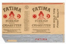 1910s-20s Fatima Turkish Blend Cigarette Pack Wrapper Label picture