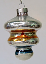 VTG pre WWII Glass Striped TORNADO DROP Christmas Ornament Shiny Brite US of A 1 picture