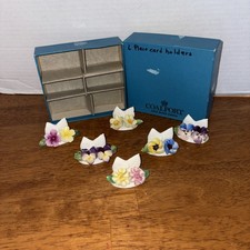 Coalport Fine Bone China Floral Place Card Holders Set of 6 w/ Original Box picture