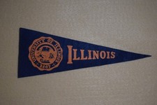 FELT PENNANT UNIVERSITY OF ILLINOIS 1950s VINTAGE COLLEGE SIGN EMBLEM 9-1/2