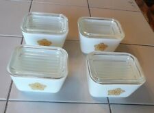 4 Pyrex Butterfly Gold 501-B 1.5 Cup Refrigerator Dishes with 501-C glass lids picture