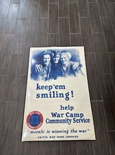 Vintage Original 1918 WWI KEEP EM’ SMILING Propaganda Poster M Leone Bracker picture