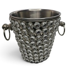 Cynthia Rowley Rhinestone Ice Bucket Wine Cooler Silver Glam Decor Crystal Bar picture