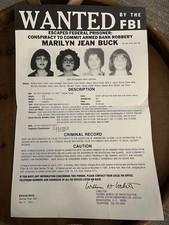 1983 FBI Wanted Poster Marilyn Jean Buck Brinks Robbery Weather Underground Blac picture
