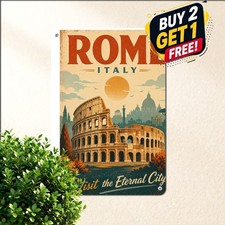Vintage Rome Italy Scenery Tin Metal Sign Retro Travel Wall Art Plaque picture
