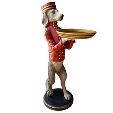 Vintage Bombay Company Dudley the Bellhop Dog 31” Statue Tray Table 1988 picture