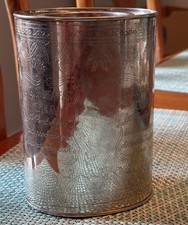 Vintage English Tea Canister Caddy wth Lid Silver-Plated Brass, India, With Lid picture