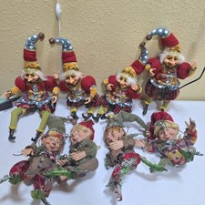 Vintage Mark Roberts Christmas Elves Lot Of 8 Poseable Holiday Figures Rare picture