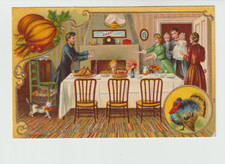 Beautiful Thanksgiving Postcard~Home Sweet Home Motto~Family Gathering picture