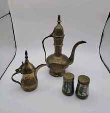 Vintage Brass Lot: Pitcher Genie Lamps, Mother of Pearl Salt and Pepper Shakers picture
