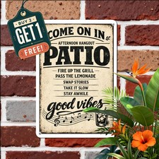 Welcome To Backyard BBQ Tin Sign Weatherproof Outdoor Summer Patio Decor 8x12 picture