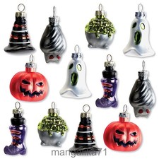 Set of 12 Halloween Glass Ornaments -  picture