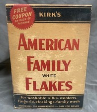 SEALED Vtg Kirk's American Family White Flakes Detergent Advertising Box (A15) picture