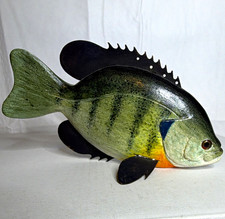 Ice fishing spearing decoy, blue gill fish, wood metal handmade, David Steele picture
