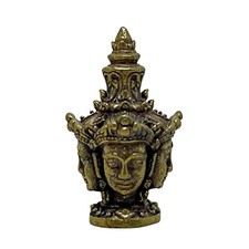 Khmer Angkor Wat Brahma Phra Phrom 4 Face Brass Head Mini Statue Amulet picture