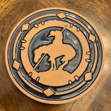 Vintage Frankoma Trivet 6.25” Navy Blue End of the Trail picture