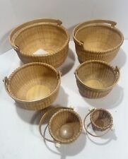 Vintage Round Nantucket Basket Nested Set of 6 Nautical Cottage Home Decor picture