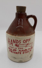 VTG “HANDS OFF This Old Man’s Private Stuff” Whiskey Jug Decanter CROCK picture