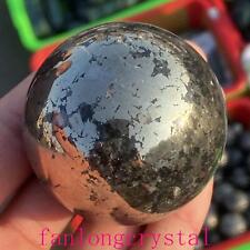 1pc Natural Pyrite Carved sphere quartz crystal Ball Reiki Healing 50mm+ picture