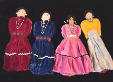 Handmade Cloth Dolls Vintage Beaded Folk Art Native American Velvet Dress 10