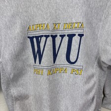 Vintage Fraternity Alpha XI Delta Homecoming WVU Sweatshirt Large Phi Kappa Psi picture