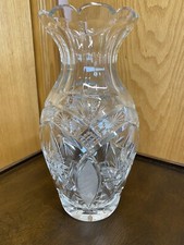 Vintage Crystal Vase ~ Etched / Pinwheel Vase ~ Clear Glass 10