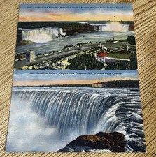 2 Vintage Niagara Falls Canada Linen Postcards Horseshoe American Falls Unused picture