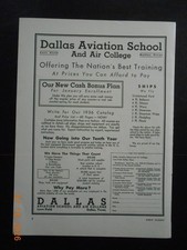 1938 Dallas Aviation School & Air College TX Love Field Pioneer Instrument NY AD picture