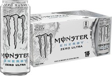 New Monster Energy Zero Ultra, Sugar Free Energy Drink, 16 Ounce (Pack of 15) picture