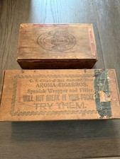 Vtg C.T. Cheek & Son Aroma Cigarros and Tampa Straights wooden cigar boxes Lot 2 picture