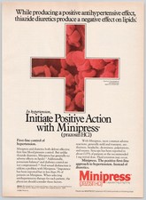 Minipress Pfizer Hypertension Diuretics Blood Cells Medicine 1986 Print Ad picture