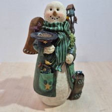 Vintage 1999 Raz Imports Deb Strain Snowman Angel Bird Lover Figurine 6.5 Inch picture