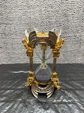 Vintage 1990s Franklin Mint Merlin's The Magician Crystal Hourglass Pewter Gold picture