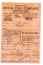 1934 Royal Fuel Company Chicago Coal Weigh Ticket Vintage Depression picture