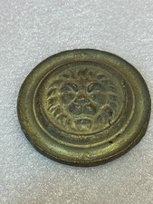 Antique Brass Oil Lamp Lion Medallion picture