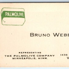 Vtg Palmolive Soap Business Card Waterloo Iowa IA Minneapolis MN Bruno Weber 40s picture