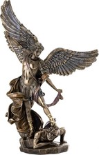 14.5Inch Large St. Michael Archangel Cold Cast Bronze Statue for Church Sanctuar picture
