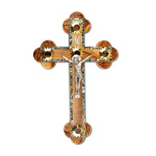 Charming Mother of Pearl Plated 14 Stations Wall Wood Cross Crucifix with Holy picture