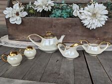 Vintage Homer Laughlin Iridescent 22K Gold Lusterware Tea Set and S & P Shakers picture