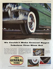 1955 General Tire Blow Out Nygen Tubeless Wheels Squeeges Dealer VTG Print Ad picture
