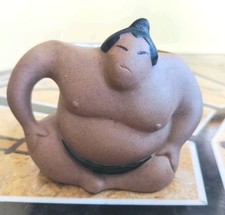 Vintage Kato Kogei Japan Sumo Wrestler Figural Ceramic Mug Hand Painted 3.5