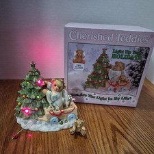 Enesco Cherished Teddies Alfhild Light Up Christmas Figurine Boxed 118399 2004 picture