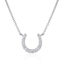 Diamond Treats Dainty Horseshoe Necklace 925 Sterling Jade Silver 18 inch 12 mm picture